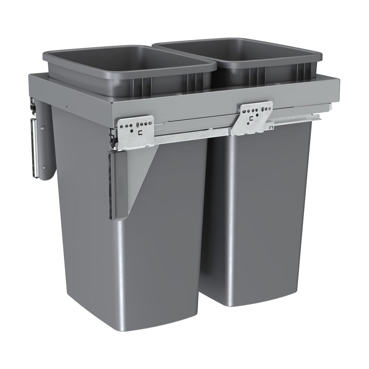 Rev-A-Shelf Steel Top Mount Waste Container with Soft-Close, Metallic Silver, 18"