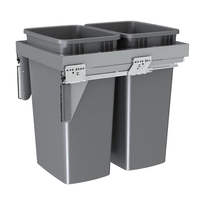 Rev-A-Shelf Steel Top Mount Waste Container with Soft-Close, Metallic Silver, 18"
