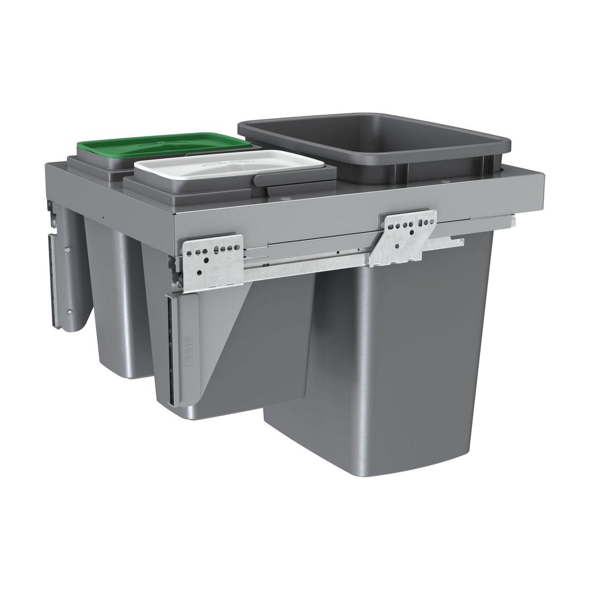 Rev-A-Shelf Steel Top Mount Waste Container with Soft-Close, Metallic Silver, 18"