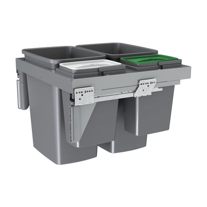 Rev-A-Shelf Steel Top Mount Waste Container with Soft-Close, Metallic Silver, 24"