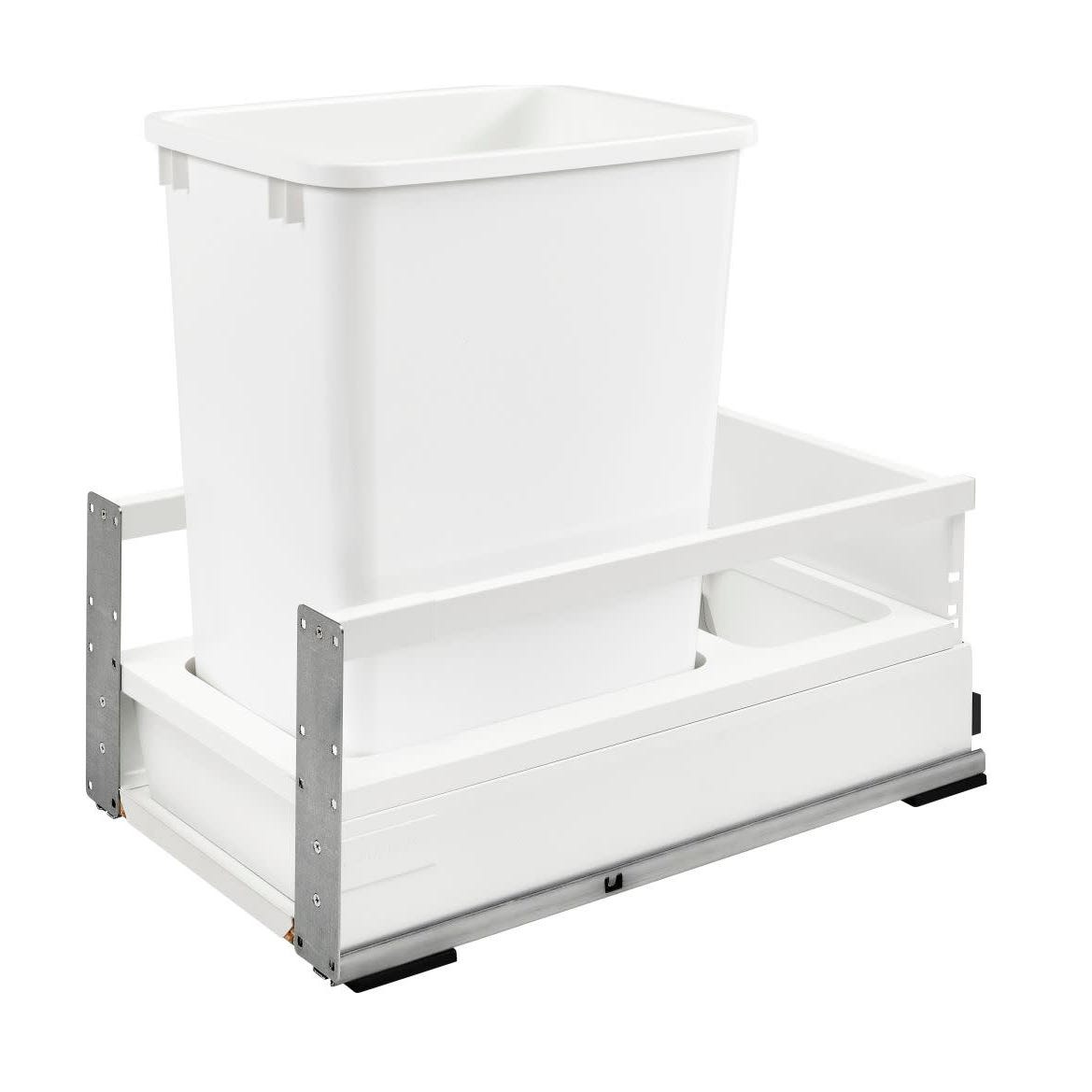 Rev-A-Shelf TANDEMBOX Bottom Mount Waste Container with Soft-Close, White, 15"
