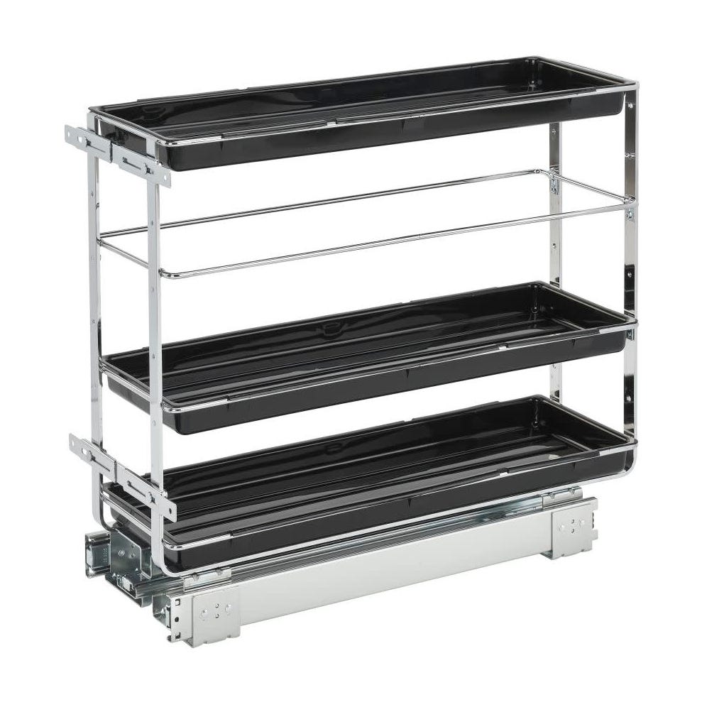 Rev-A-Shelf Three-Tier Base Organizer Pullout, Polished Chrome, 12"