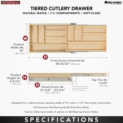 Rev-A-Shelf Tiered Cutlery Drawer, maple