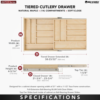Rev-A-Shelf Tiered Cutlery Drawer, maple
