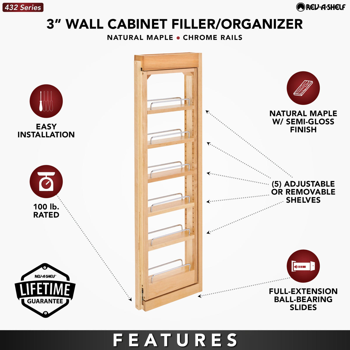 Rev-A-Shelf Tiered Wall Filler