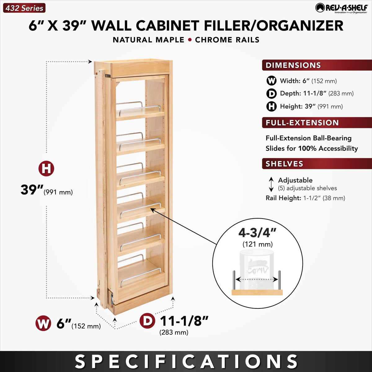 Rev-A-Shelf Tiered Wall Filler