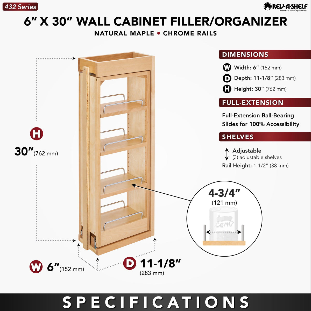 Rev-A-Shelf Tiered Wall Filler