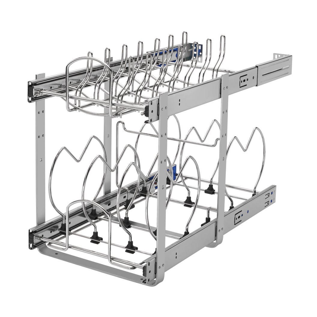 Rev-A-Shelf Two-Tier Cookware Organizer, Polished Chrome, 12"