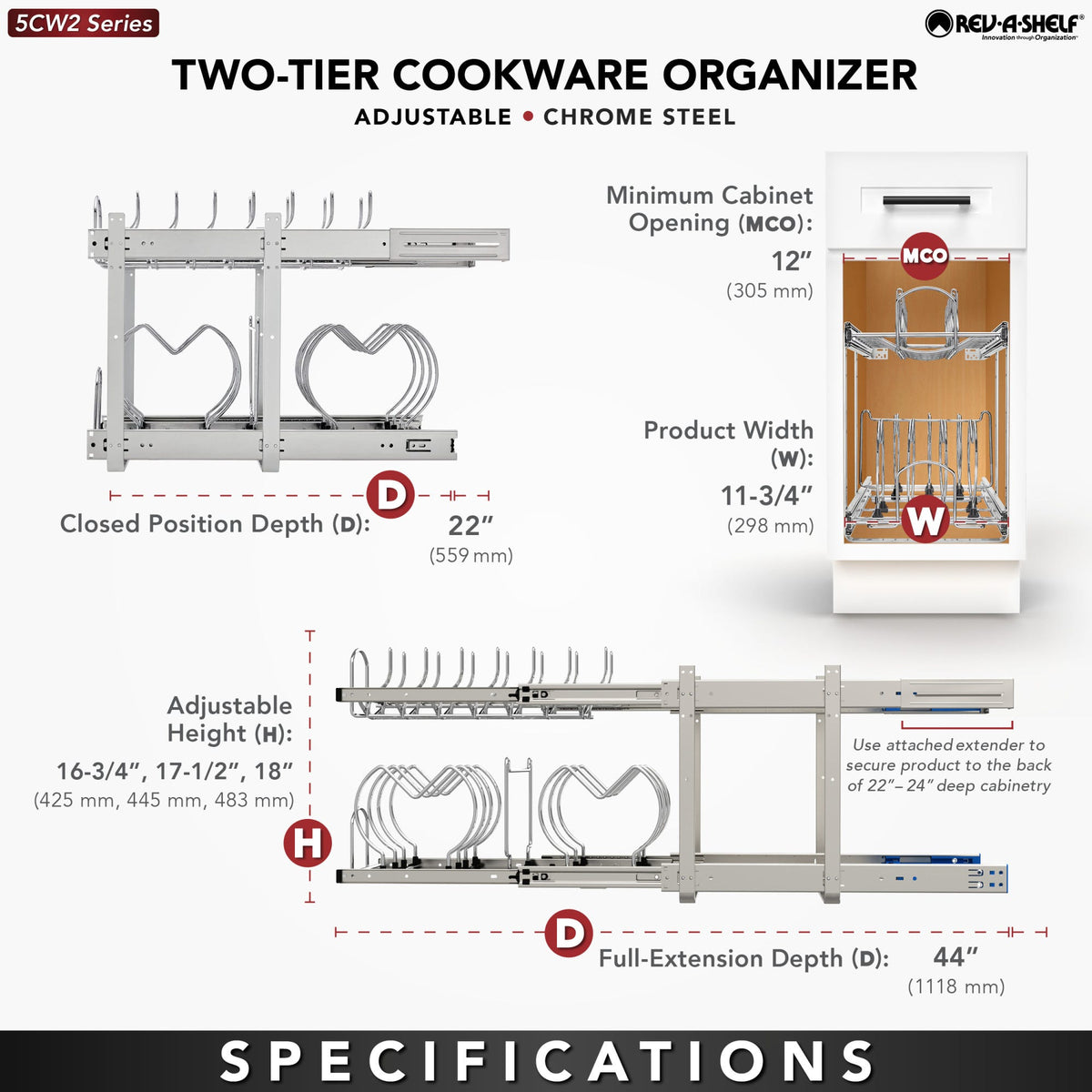 Rev-A-Shelf Two-Tier Cookware Organizer