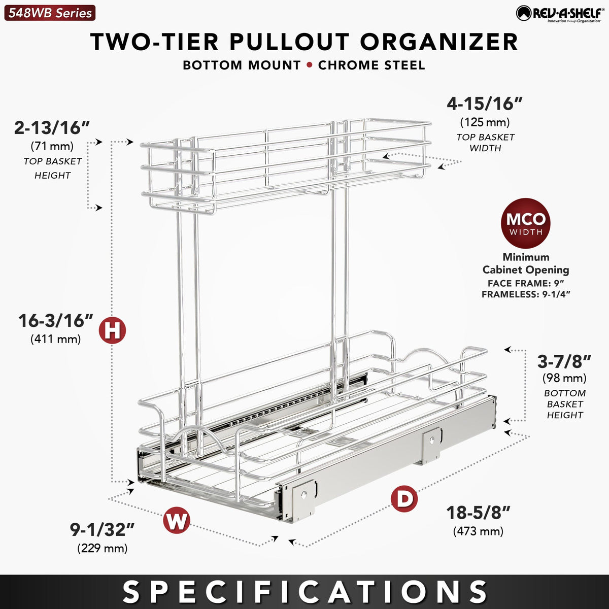 Rev-A-Shelf Undersink Steel Wire Pullout Organizer