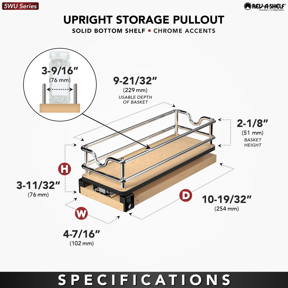 Rev-A-Shelf Upright Storage Pullout
