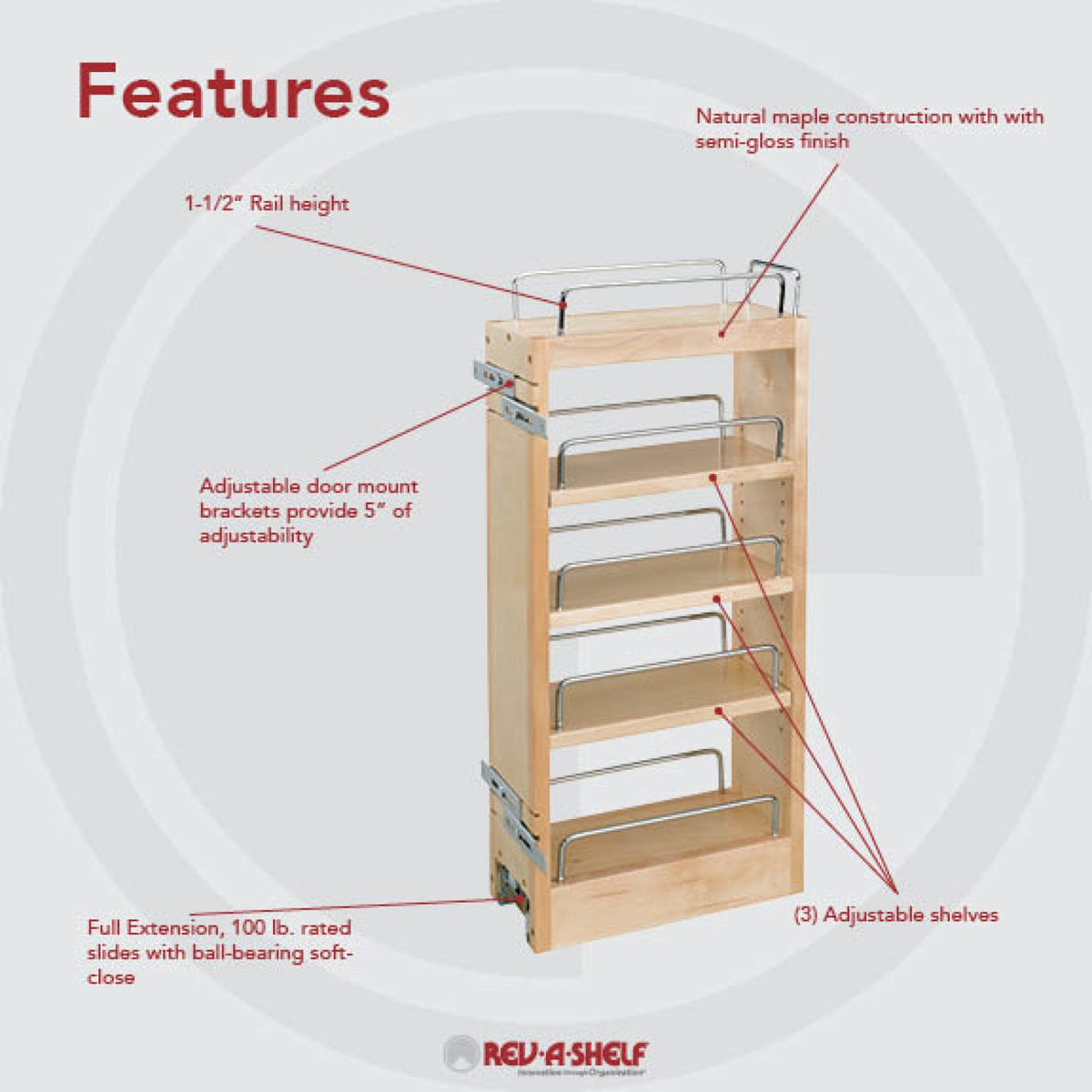 Rev-A-Shelf Wall Cabinet Pullout, maple