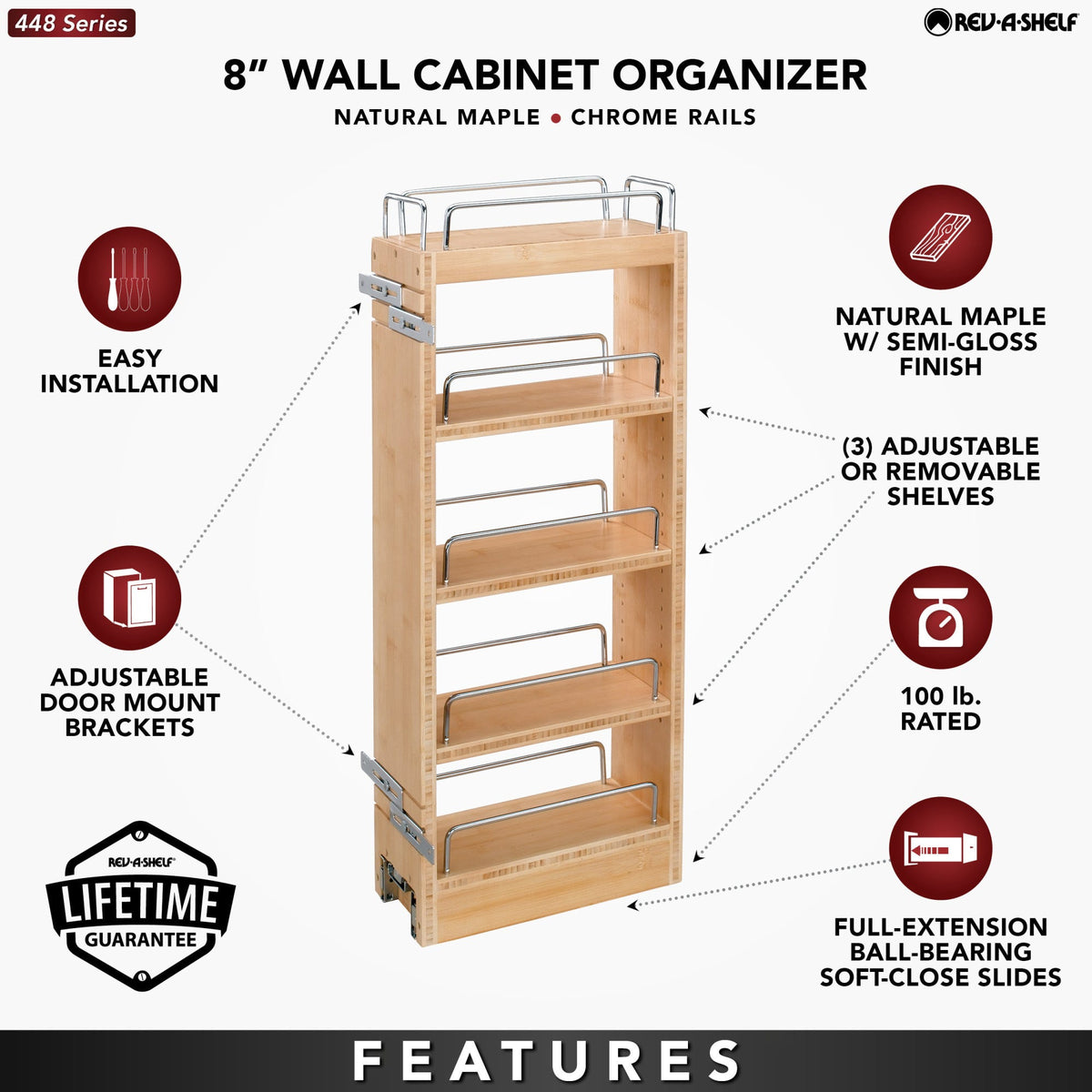 Rev-A-Shelf Wall Cabinet Pullout, natural maple