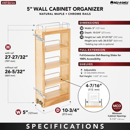 Rev-A-Shelf Wall Cabinet Pullout, Natural Maple, 9"