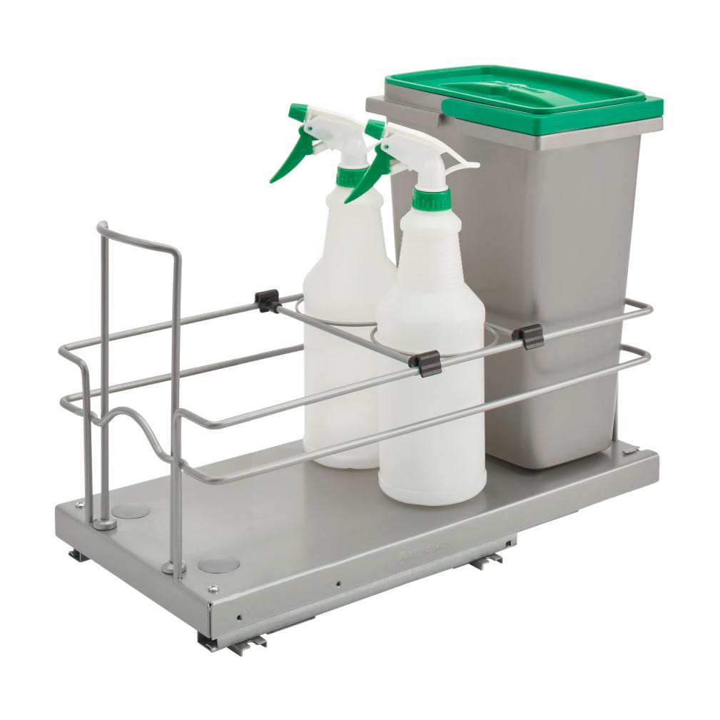 Rev-A-Shelf Waste and Cleaning Pullout, Metallic Silver, 24"