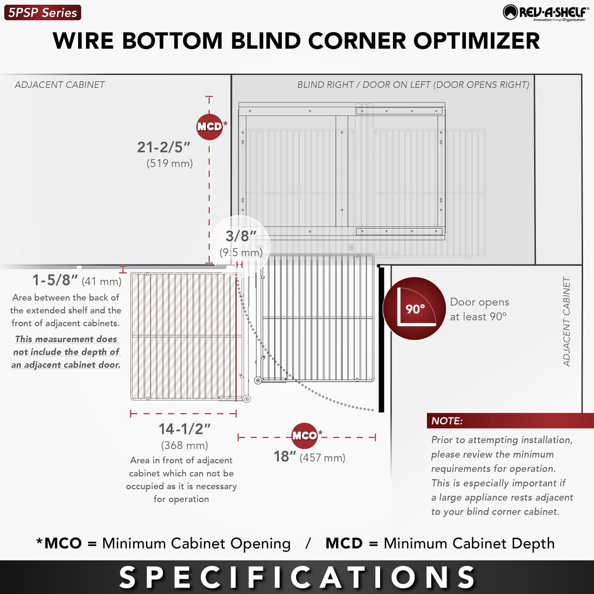 Rev-A-Shelf Wire Bottom Blind Corner Optimizer, chrome