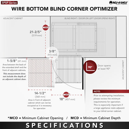 Rev-A-Shelf Wire Bottom Blind Corner Optimizer, chrome