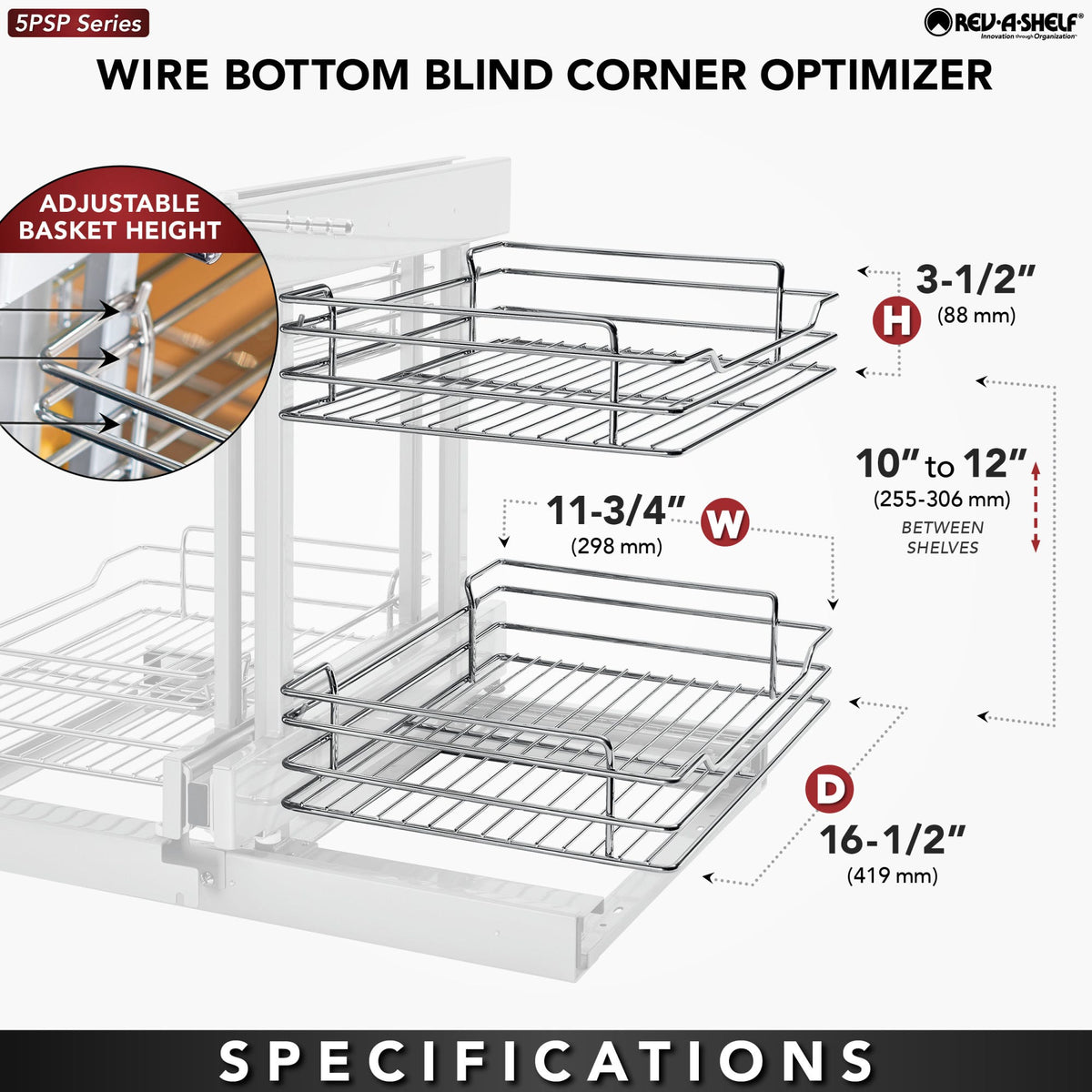 Rev-A-Shelf Wire Bottom Blind Corner Optimizer