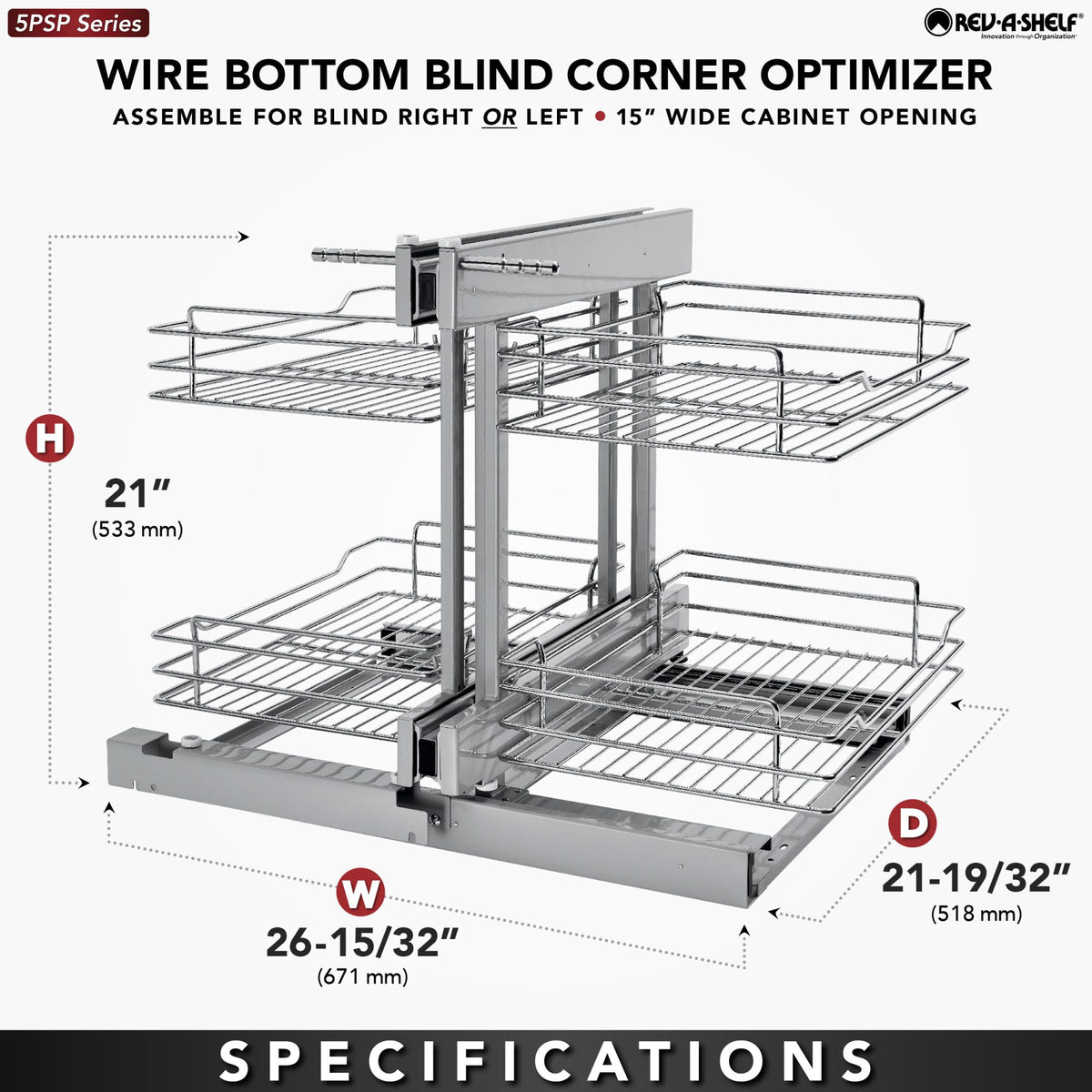 Rev-A-Shelf Wire Bottom Blind Corner Optimizer