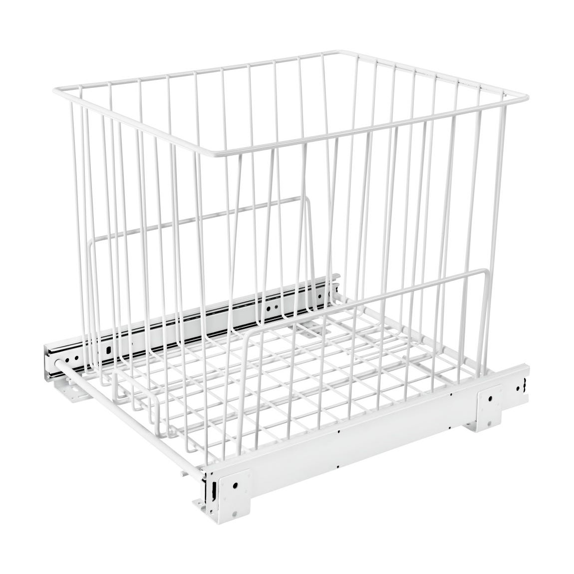 Rev-A-Shelf Wire Bottom Mount Hamper, White, 14.75"