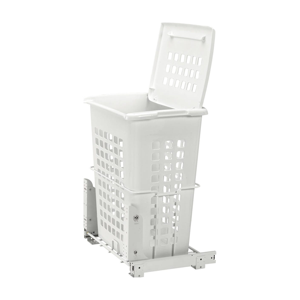Rev-A-Shelf Wire Bottom Mount Polymer Hamper, White, 14"