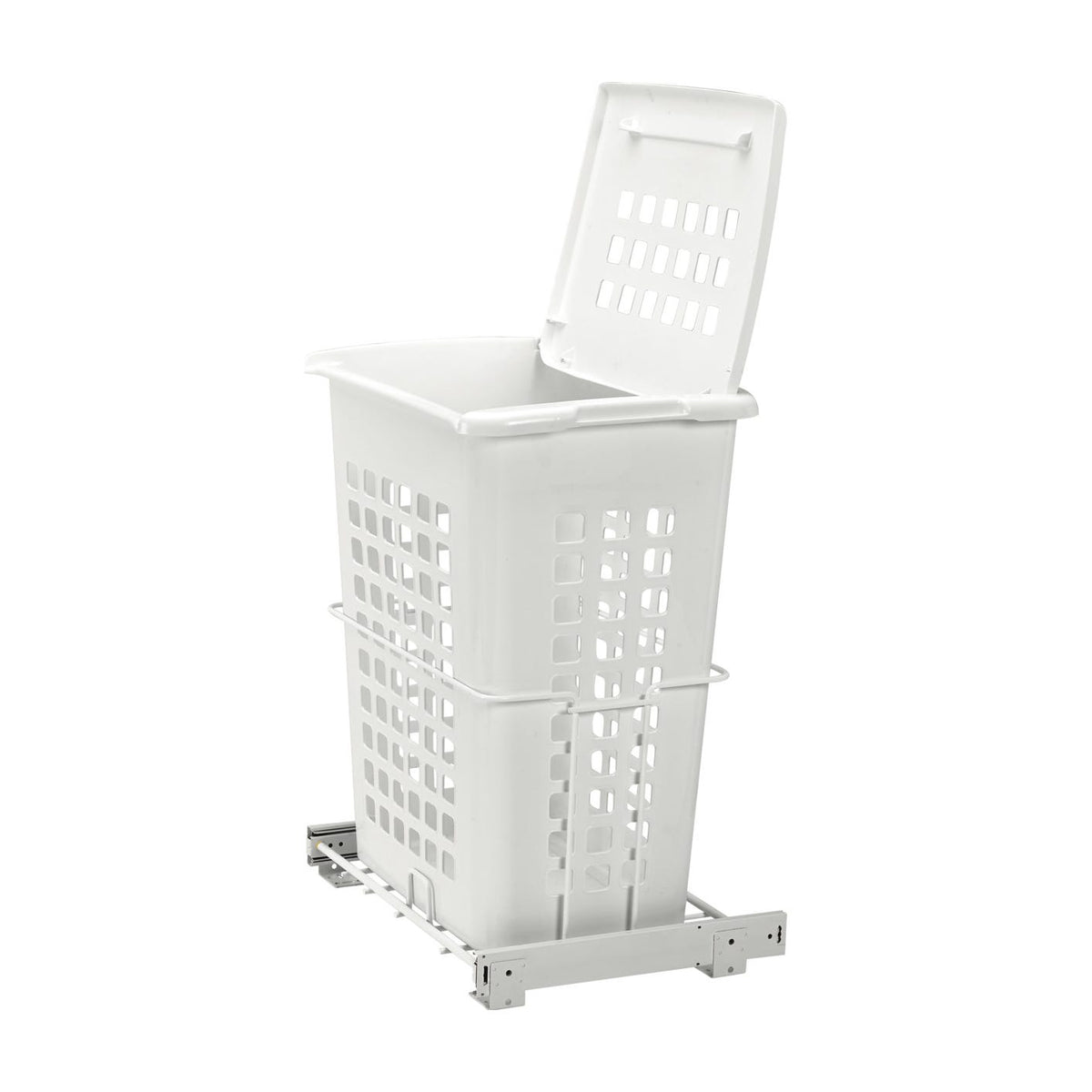 Rev-A-Shelf Wire Bottom Mount Polymer Hamper, White, 14"