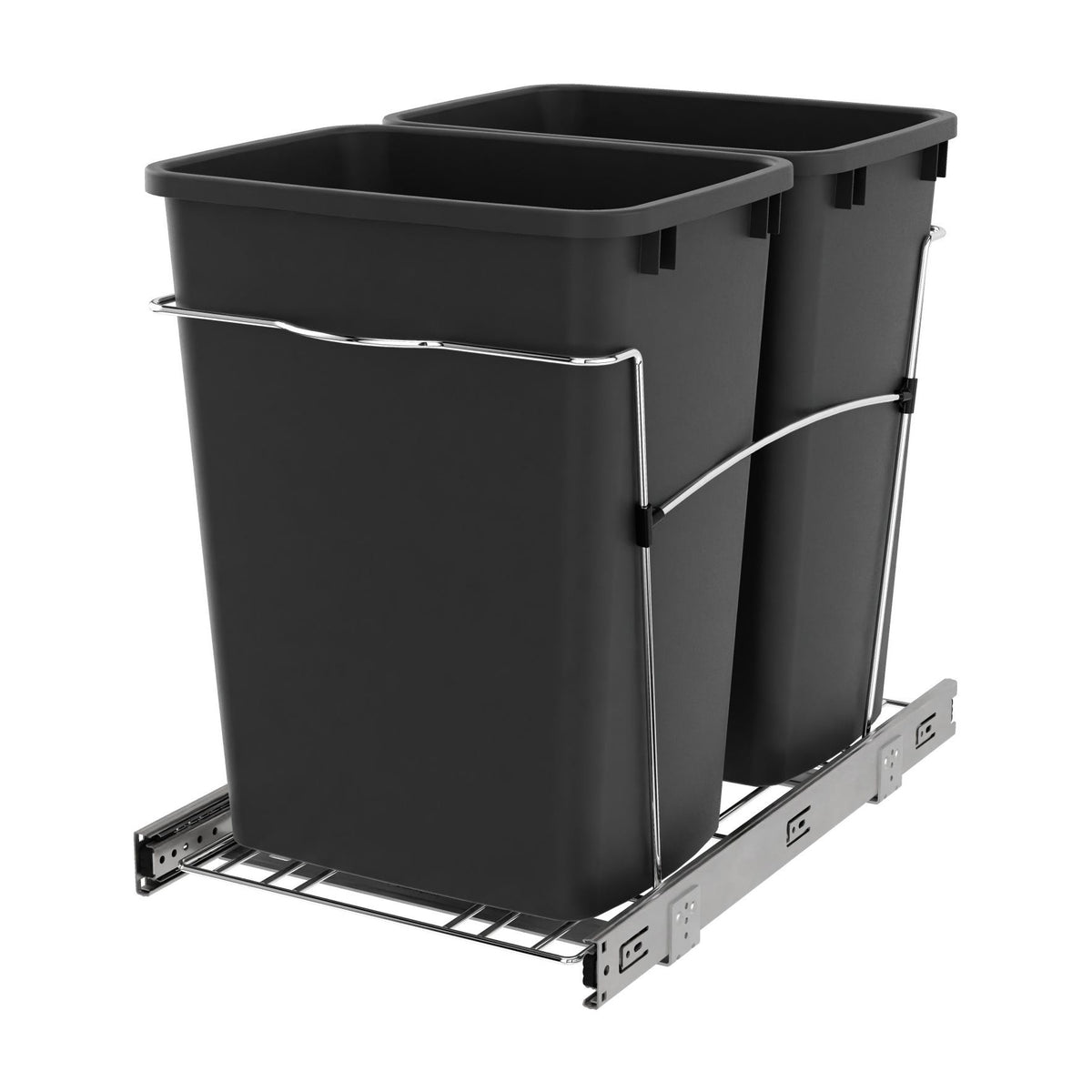 Rev-A-Shelf Wire Bottom Mount Waste Container, Chrome, 18"