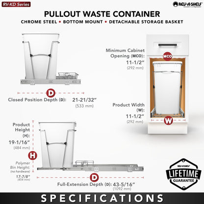 Rev-A-Shelf Wire Bottom Mount Waste Container