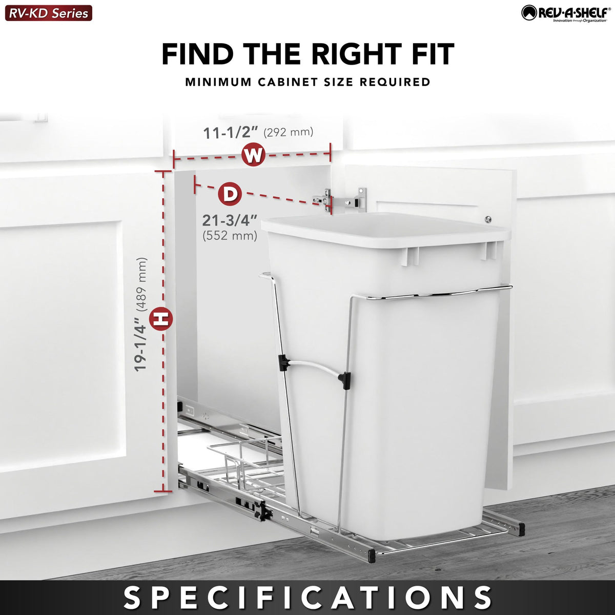Rev-A-Shelf Wire Bottom Mount Waste Container