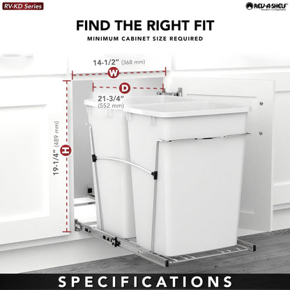 Rev-A-Shelf Wire Bottom Mount Waste Container, chrome