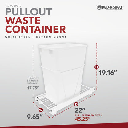 Rev-A-Shelf Wire Bottom Mount Waste Container, white