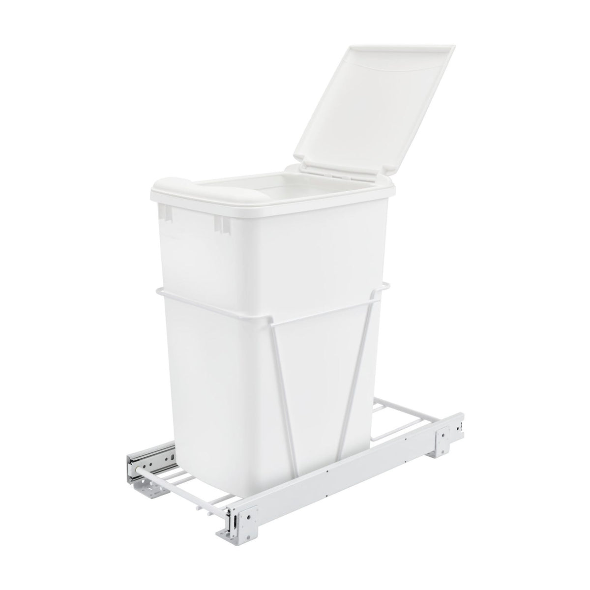 Rev-A-Shelf Wire Bottom Mount Waste Container, White, 15"