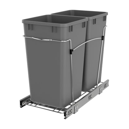 Rev-A-Shelf Wire Bottom Mount Waste Container, Chrome, 15"