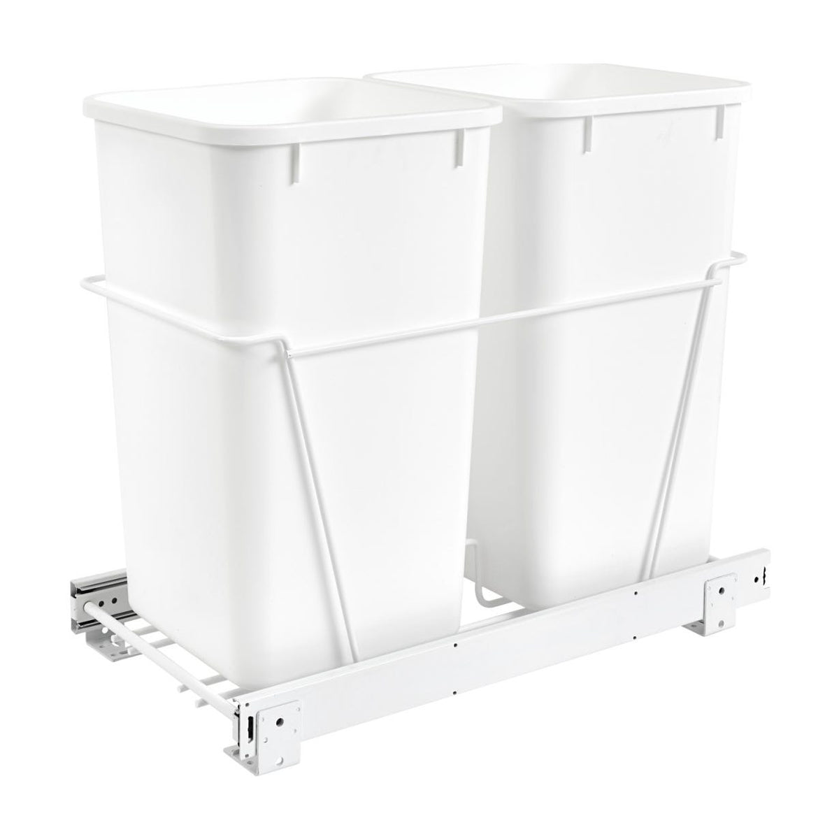 Rev-A-Shelf Wire Bottom Mount Waste Container, White, 15"