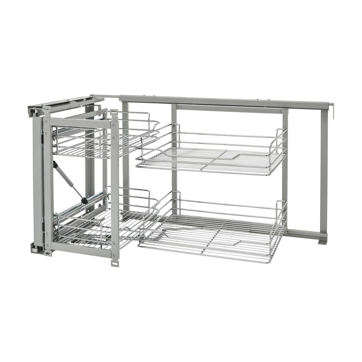 Rev-A-Shelf Wire Bottom Two-Tier Blind Corner Optimizer, Chrome, 15"