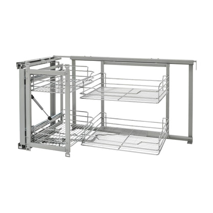 Rev-A-Shelf Wire Bottom Two-Tier Blind Corner Optimizer, Chrome, 15"