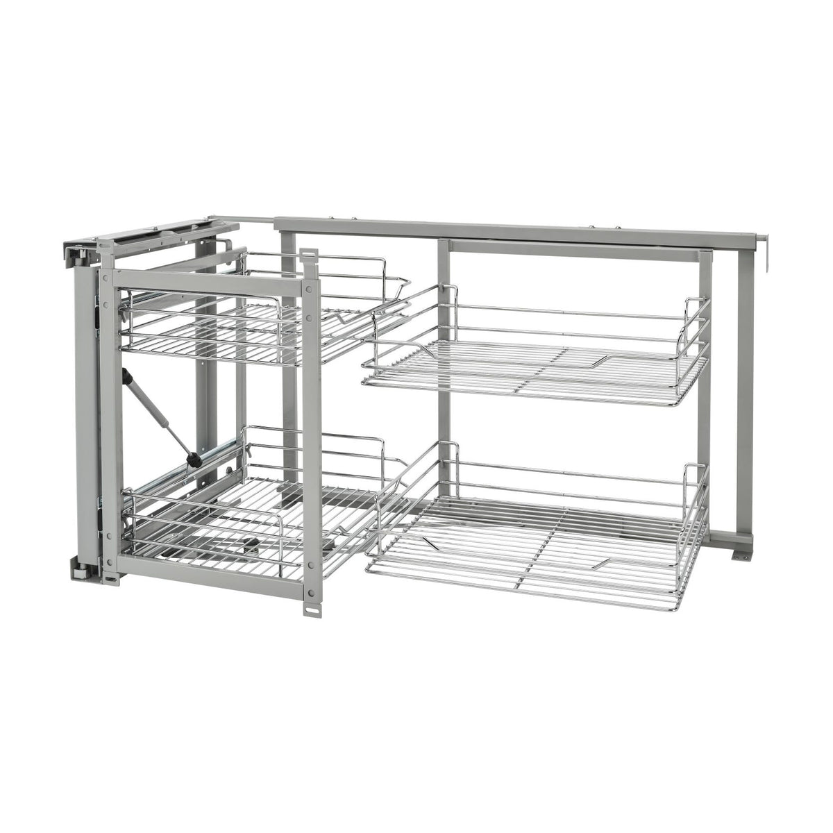 Rev-A-Shelf Wire Bottom Two-Tier Blind Corner Optimizer, Chrome, 18"