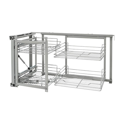 Rev-A-Shelf Wire Bottom Two-Tier Blind Corner Optimizer, Chrome, 18"