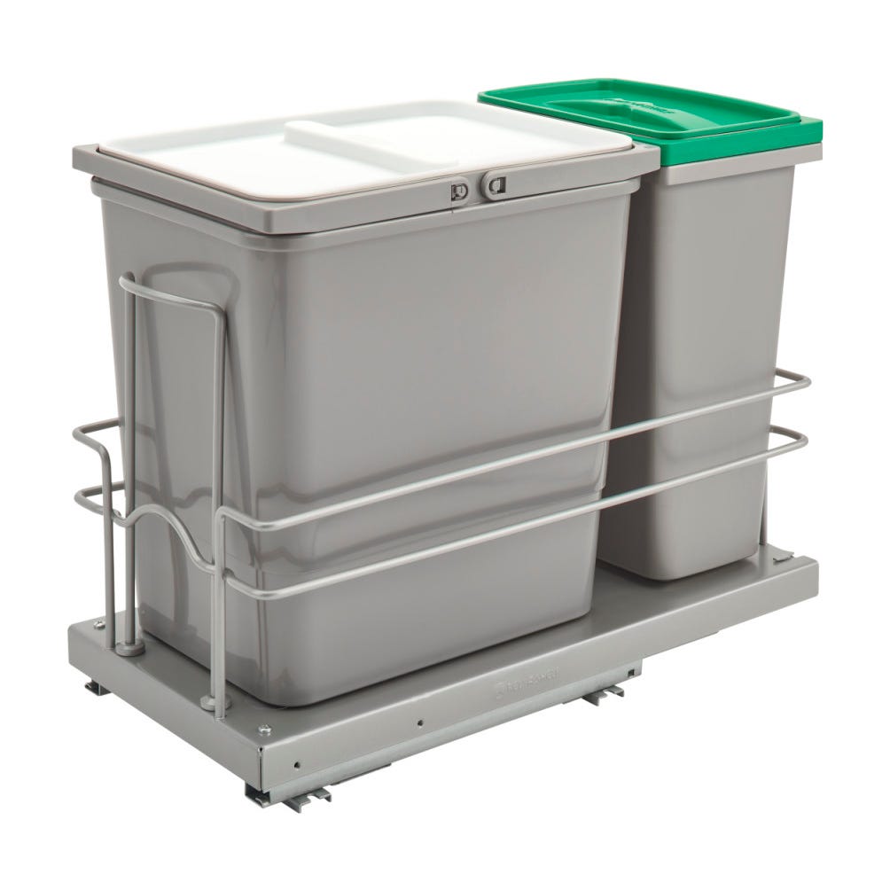 Rev-A-Shelf Wire Undersink Pullout Waste Container, Metallic Silver, 24"