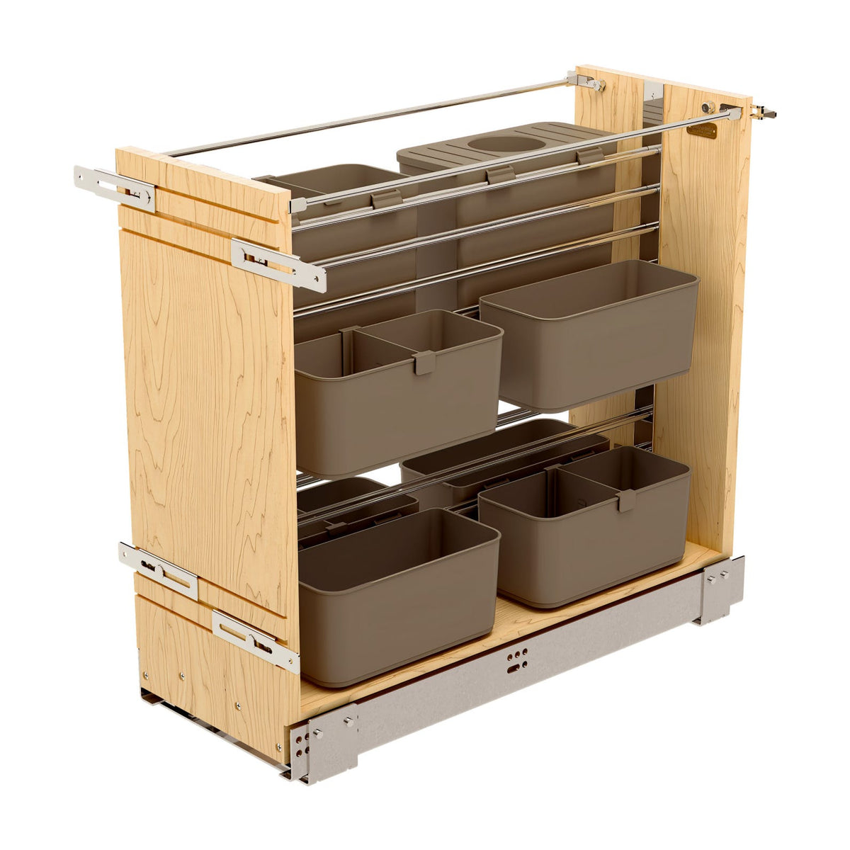Rev-A-Shelf Wood Base Cabinet Modular Pullout Organizer with Soft Close, Natural Maple, 8"
