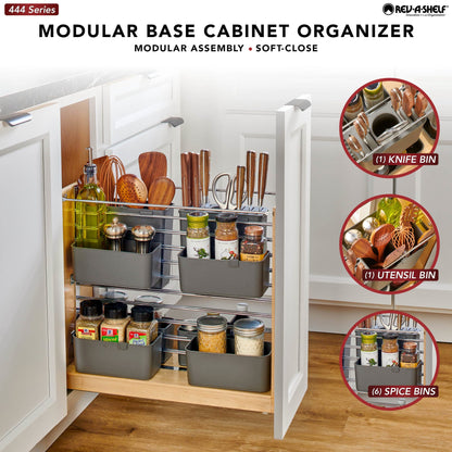 Rev-A-Shelf Wood Base Cabinet Modular Pullout Organizer with Soft Close