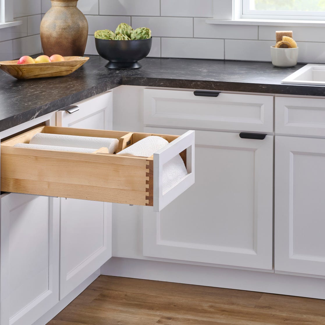 Rev-A-Shelf Wood Base Cabinet Paper Towel Drawer System with BLUM Soft-Close