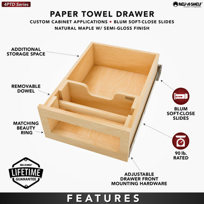 Rev-A-Shelf Wood Base Cabinet Paper Towel Drawer System with BLUM Soft-Close