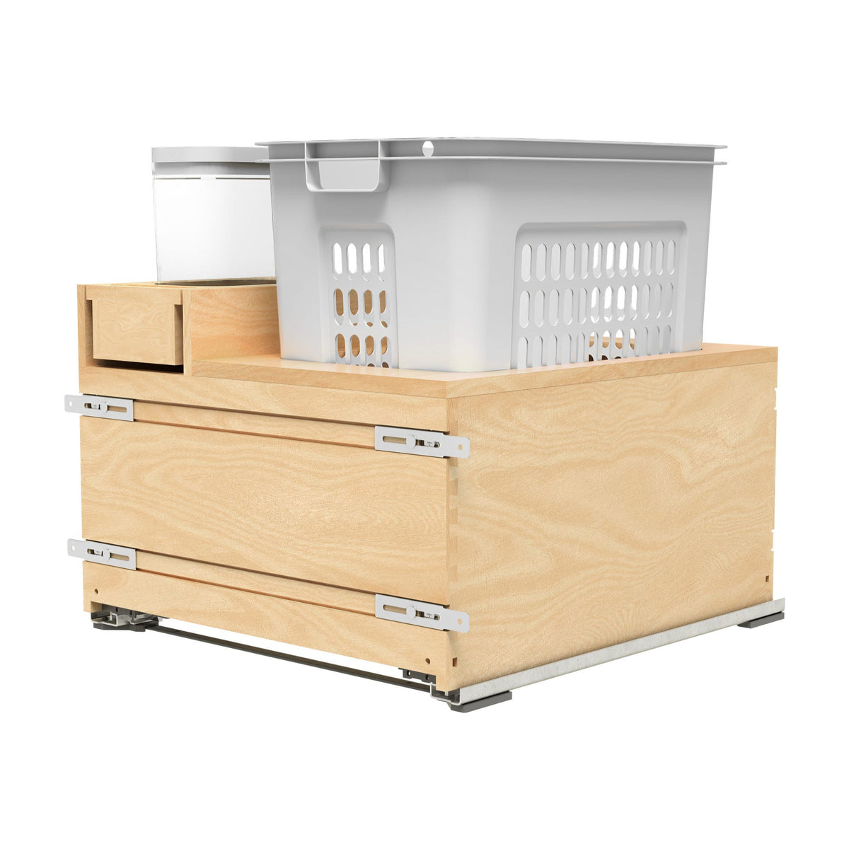 Rev-A-Shelf Wood Bottom Mount Hamper System, White, 24"
