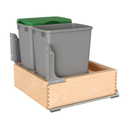 Rev-A-Shelf Wood Bottom Mount Pullout Waste Container, Maple, 20.97"