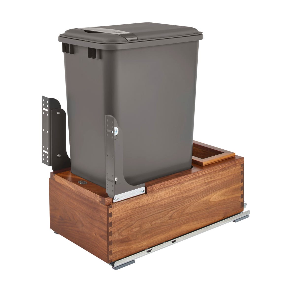 Rev-A-Shelf Wood Bottom Mount Pullout Waste Container, Walnut, 12"