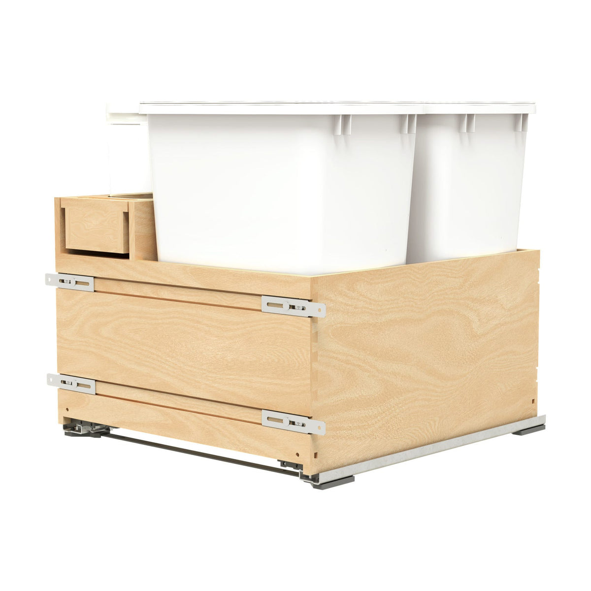 Rev-A-Shelf Wood Bottom Mount Waste Container System, White, 24"