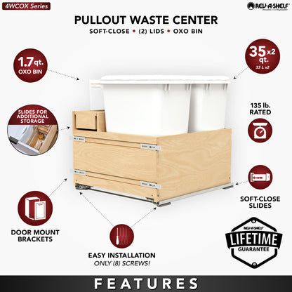 Rev-A-Shelf Wood Bottom Mount Waste Container System