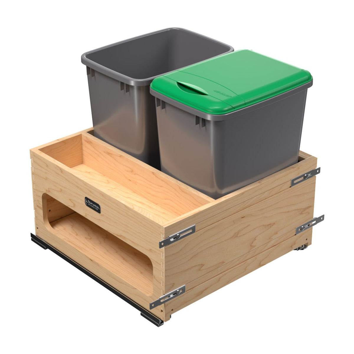 Rev-A-Shelf Wood Bottom Mount Waste Management Center with Soft-Close, 20.97"