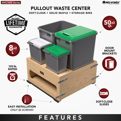 Rev-A-Shelf Wood Bottom Mount Waste Management Center with Soft-Close